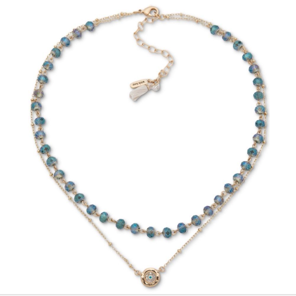Lonna & Lilly Gold-Tone Bead & Pave Crystal 2-Row Collar Necklace